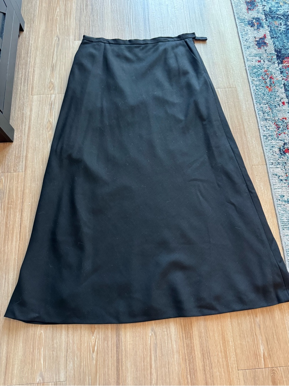 Ralph Lauren Black A-Line Maxi Skirt with Waist Tab. Size 16 - 100% wool